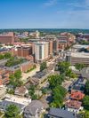 An aerial shot of the city of Ann Arbor, Michigan.