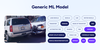 Two vehicles, a white SUV and a van, are shown parked closely, surrounded by annotations from a machine learning model identifying their features.