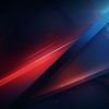 Abstract digital art with dynamic, intersecting blue and red-orange light beams on a dark background.