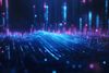 Dynamic abstract blue and purple illustration of information flow