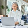 Woman working on laptop