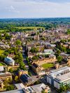 An aerial view of Oxford, England, home of Oxford University.