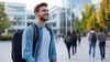Student smiling on campus