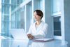 Healthcare worker working on laptop