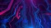 Blue and pink circuitboard.