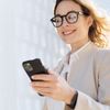 Remote worker checking her phone