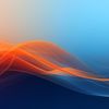 An abstract digital artwork featuring smooth, flowing waves in shades of orange and blue, evoking a dynamic and modern aesthetic.
