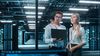 Server farm cloud computing facility with system administrators working