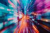 Highspeed blur of city street at night